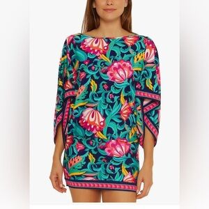 TRINA TURK INDIA GARDEN TUNIC COVER UP DRESS SIZE LARGE